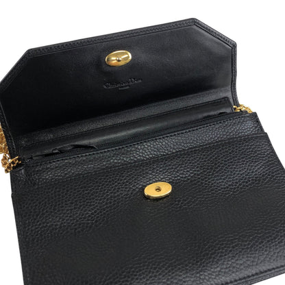 Christian Dior CD Logo Chain Shoulder bag Black Vintage iiv2uk