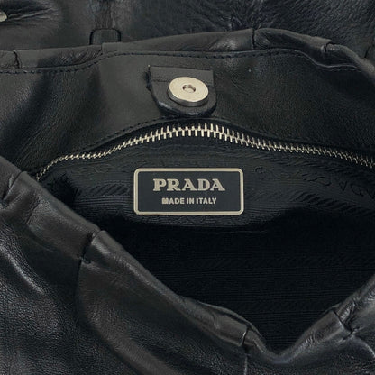 PRADA 三角形標誌單肩包 Hobobag 黑色復古 bs6gm7