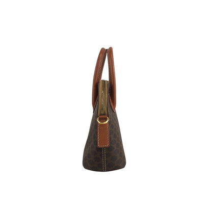 CELINE Macadam Two-way Handbag Shoulder bag Brown Vintage ie5eed