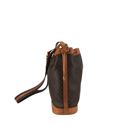 CELINE Macadam Blason Drawstring Shoulder bag Brown Vintage 6tzfb8