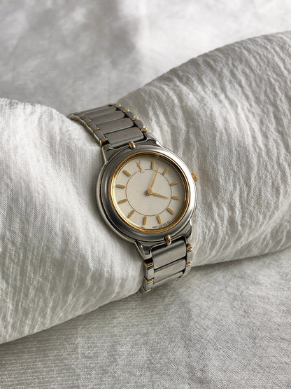 Yves Saint Laurent YSL Logo Watch Silver 4625⁻E67269TA Vintage bbd37f
