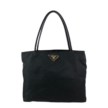 PRADA Tessuto Triangle Logo Handbag Totebag Black Vintage bikz2y