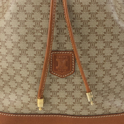 CELINE Macadam Blason Drawstring Shoulder bag Beige Vintage xyjee7