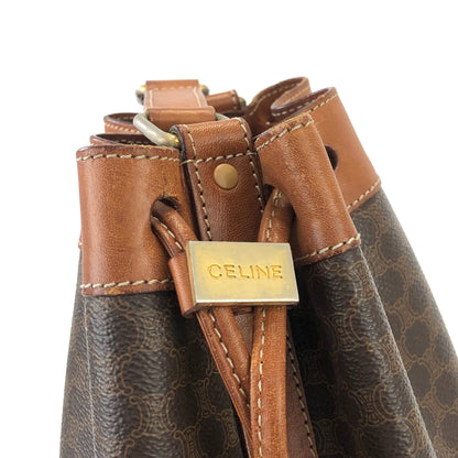 CELINE Macadam Leather Drawstring Small Shoulder bag Brown Vintage v3kt7s