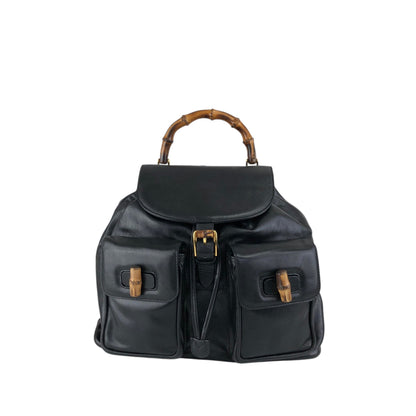 GUCCI Bamboo Backpack Black Vintage 4u5xy4