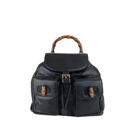 GUCCI Bamboo Backpack Black Vintage 4u5xy4