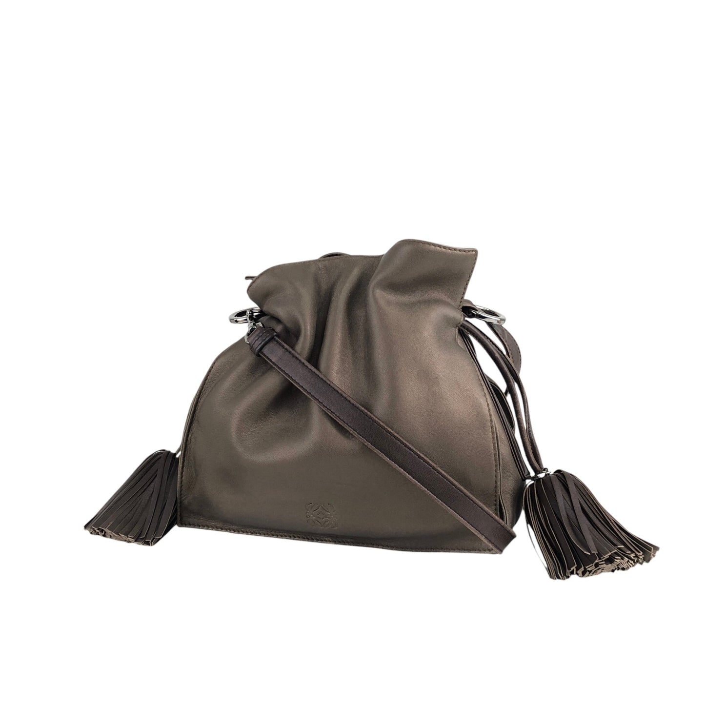 LOEWE Anagram Flamenco Tassel Drawstring Shoulder bag Bronze Vintage 757im3