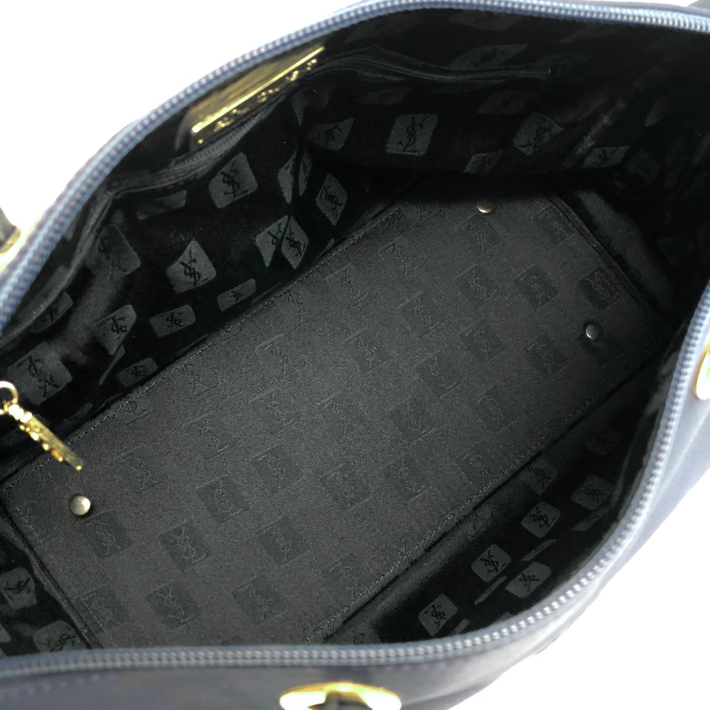 Yves Saint Laurent YSL 標誌手袋波士頓包海軍藍復古 6dix6x