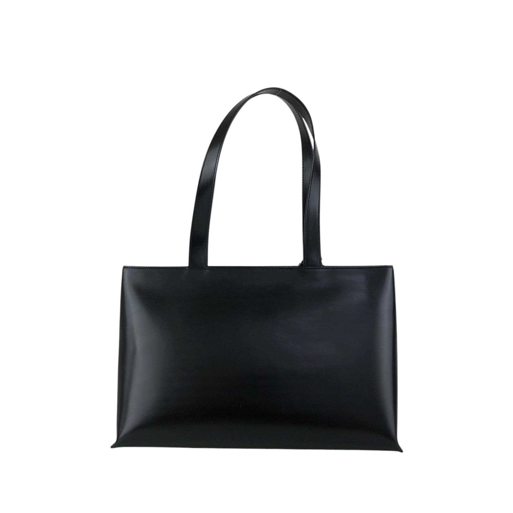 BURBERRY Logo Embossed Handbag Totebag Black Vintage 7vx6m6