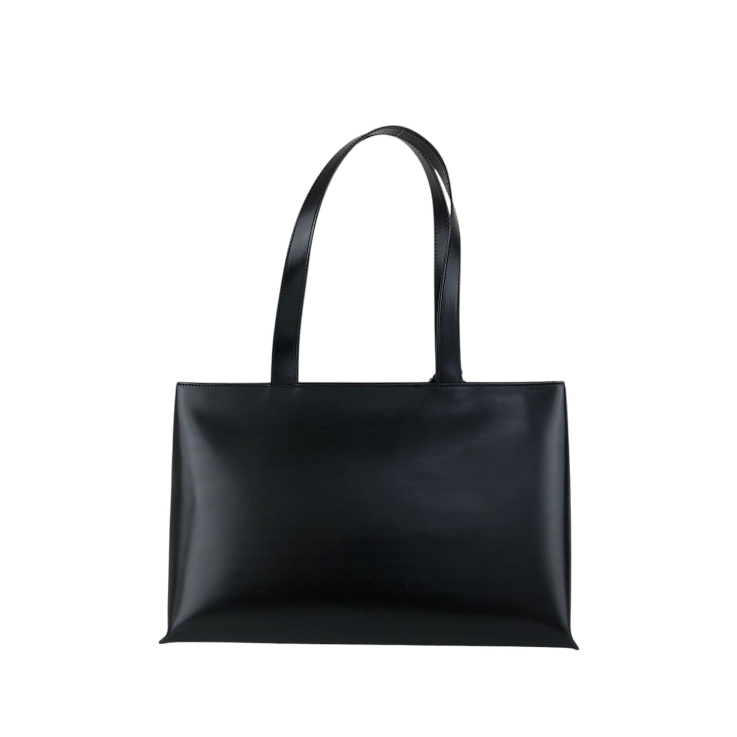 BURBERRY Logo Embossed Handbag Totebag Black Vintage 7vx6m6