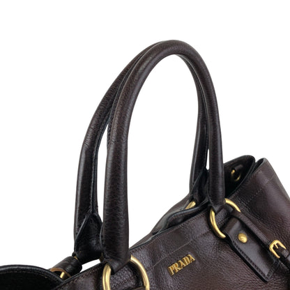PRADA Logo Two-way Handbag Shoulder bag Brown Vintage ujn2cg