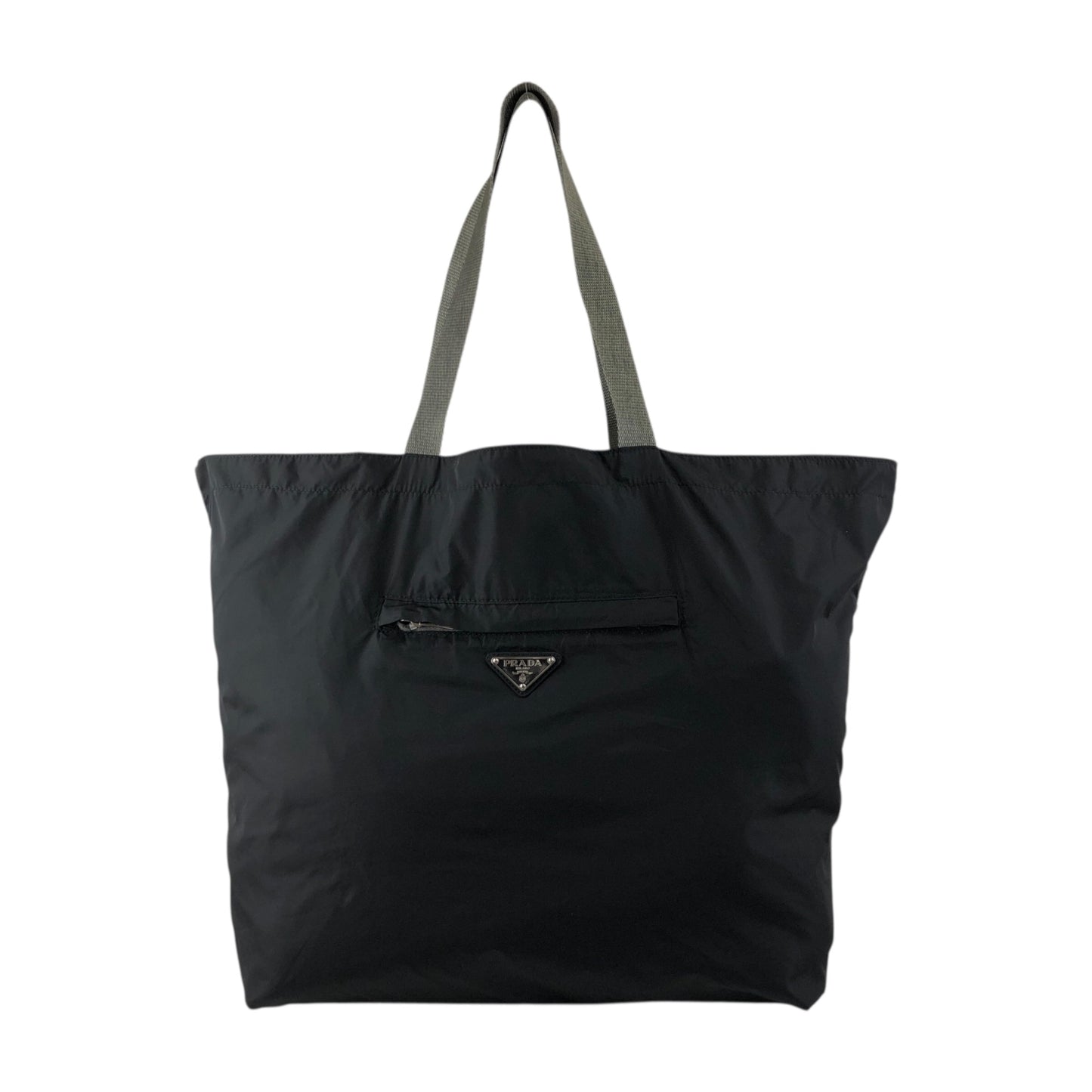 PRADA Tessuto Triangle Logo Totebag Black Vintage kctbn3