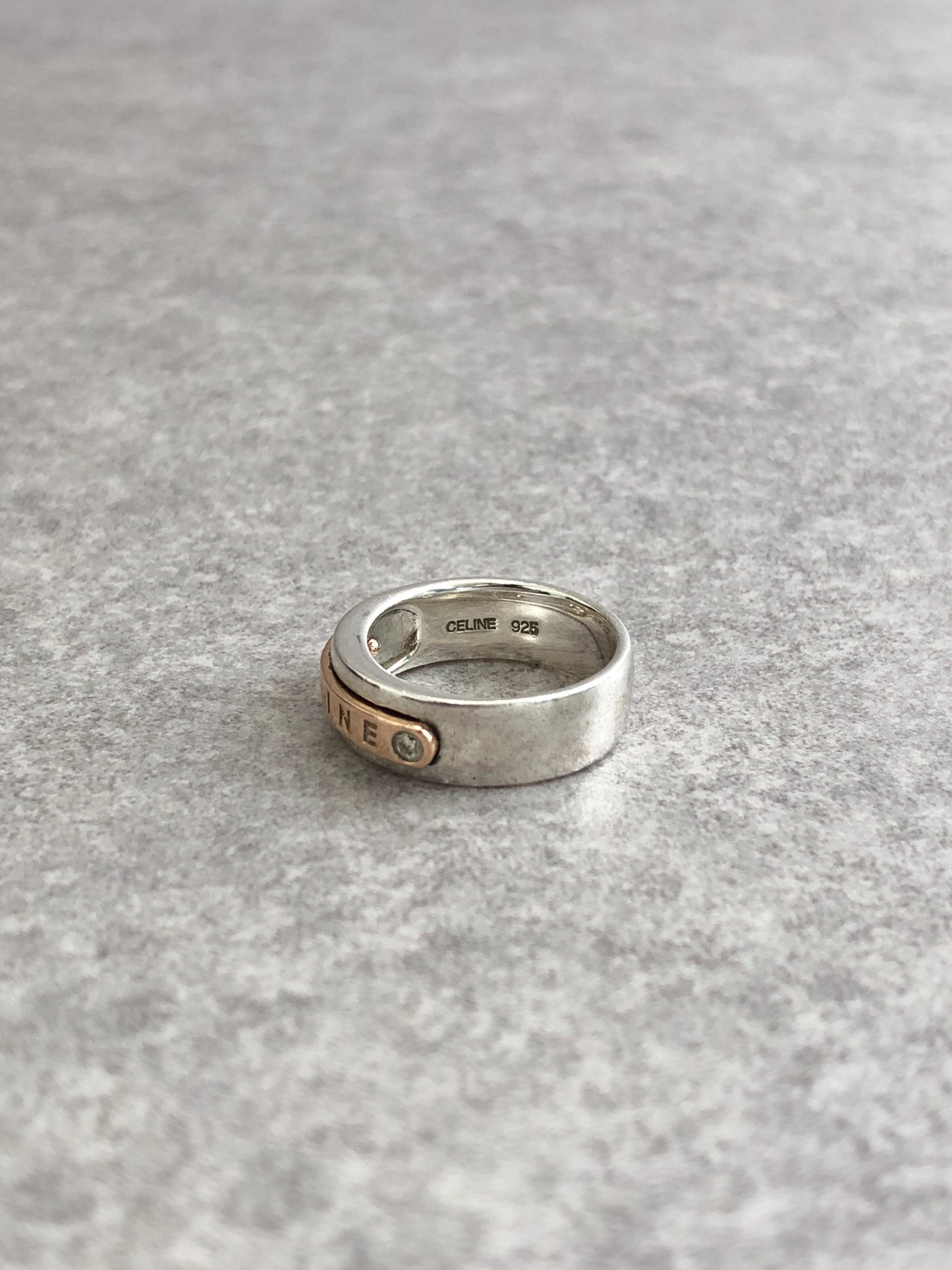 CELINE Logo Ring Silver×Gold SILVER925 Vintage 3y6k7c