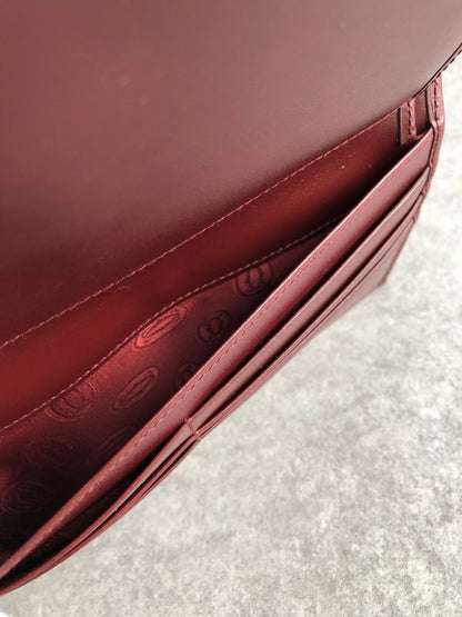 Cartier Logo Embossed Long Wallet Bordeaux Vintage shhgrp
