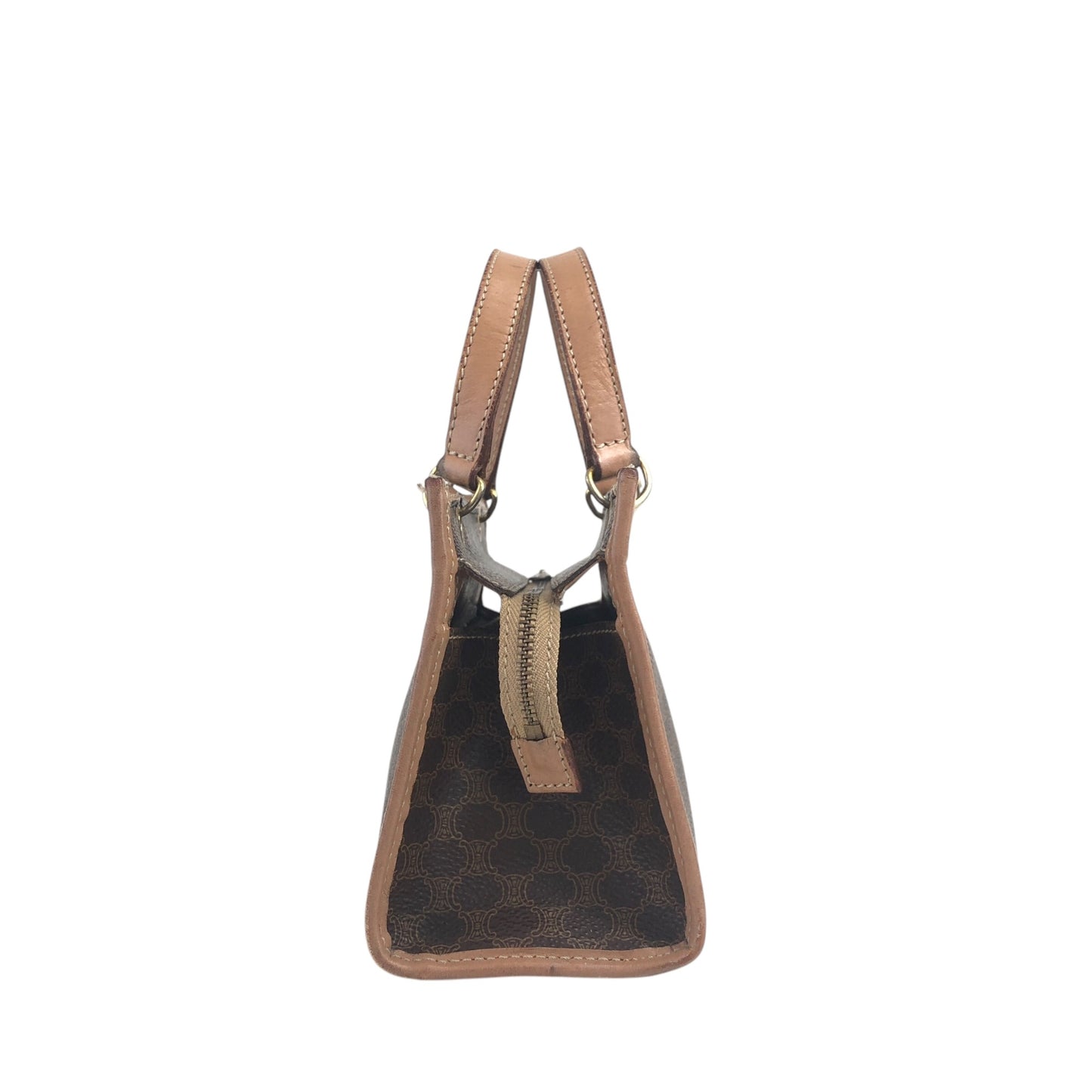 CELINE Macadam Two-way Handbag Shoulder bag Brown Vintage 85it3e