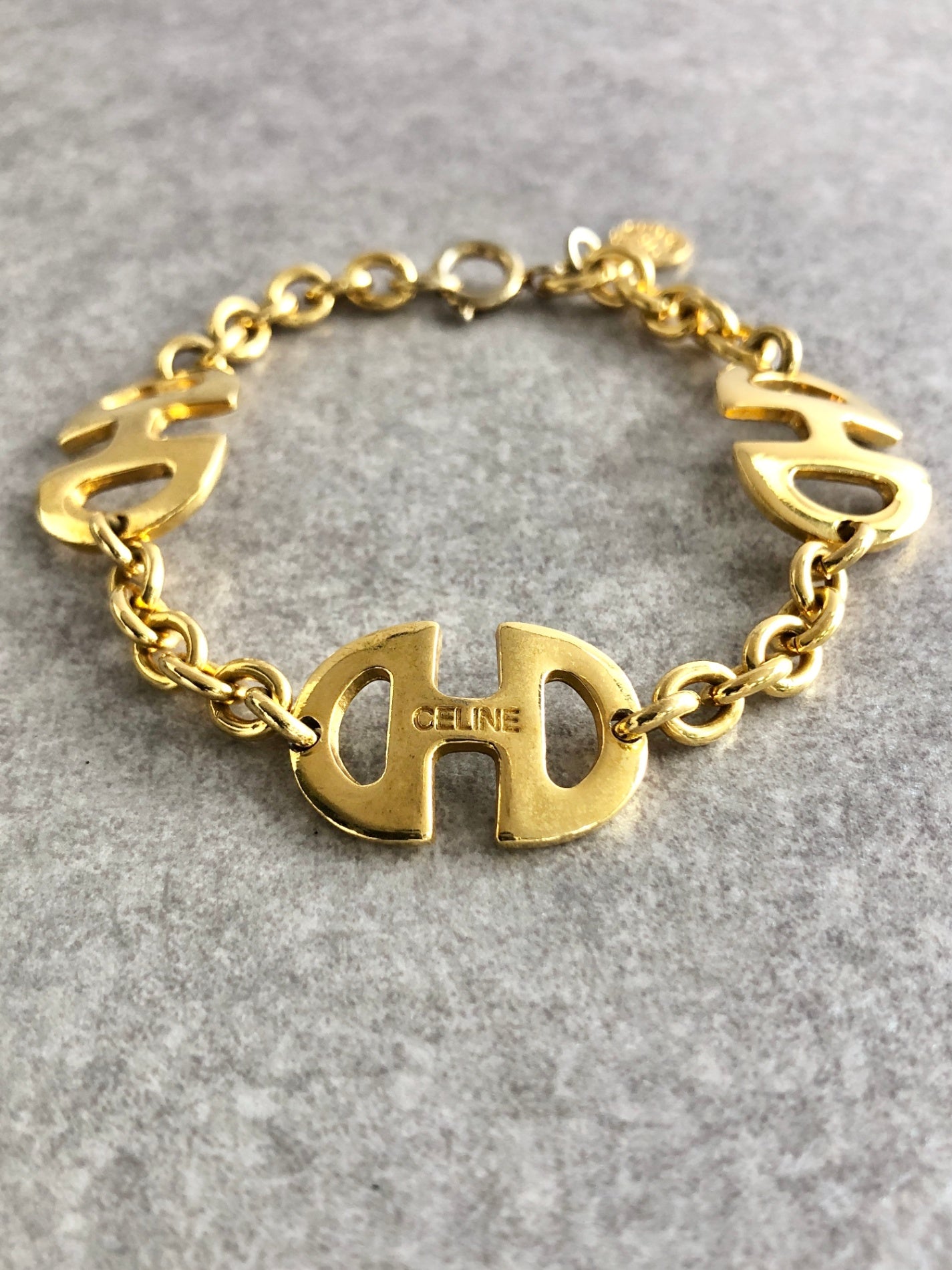 CELINE Horse Bit Bracelet Gold Vintage 2h688g