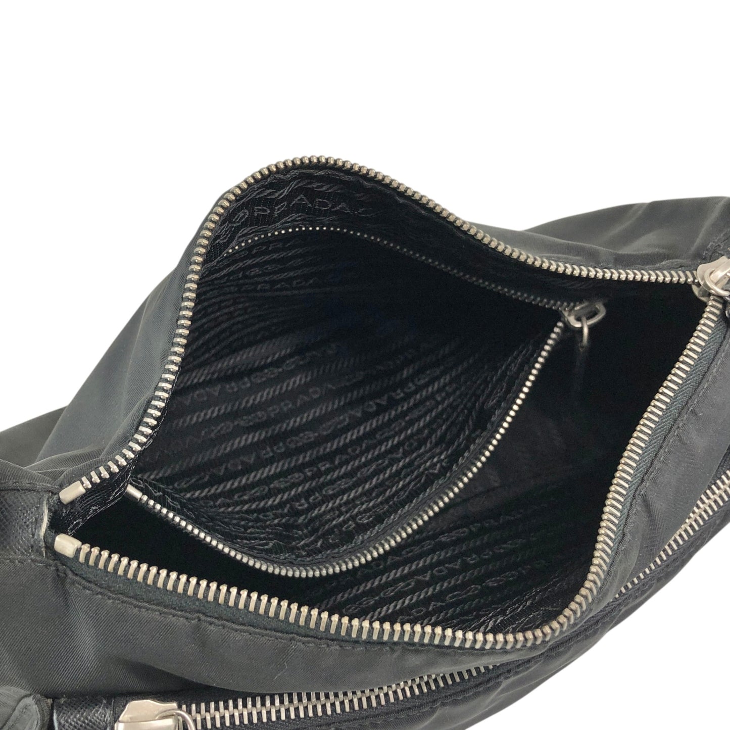 PRADA Tessuto Triangle Logo Shoulder bag Hobobag Black Vintage uxyr4i