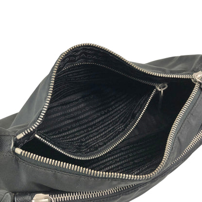 PRADA Tessuto Triangle Logo Shoulder bag Hobobag Black Vintage uxyr4i