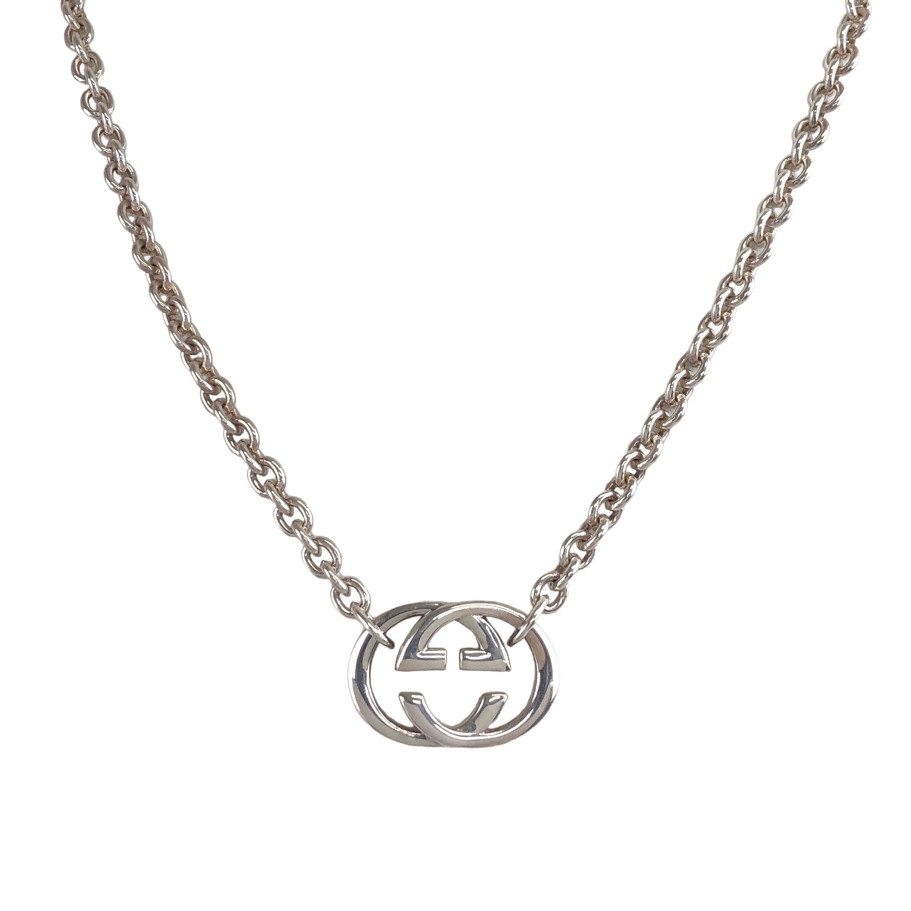 GUCCI Interlocking Necklace Silver Vintage se2ct2