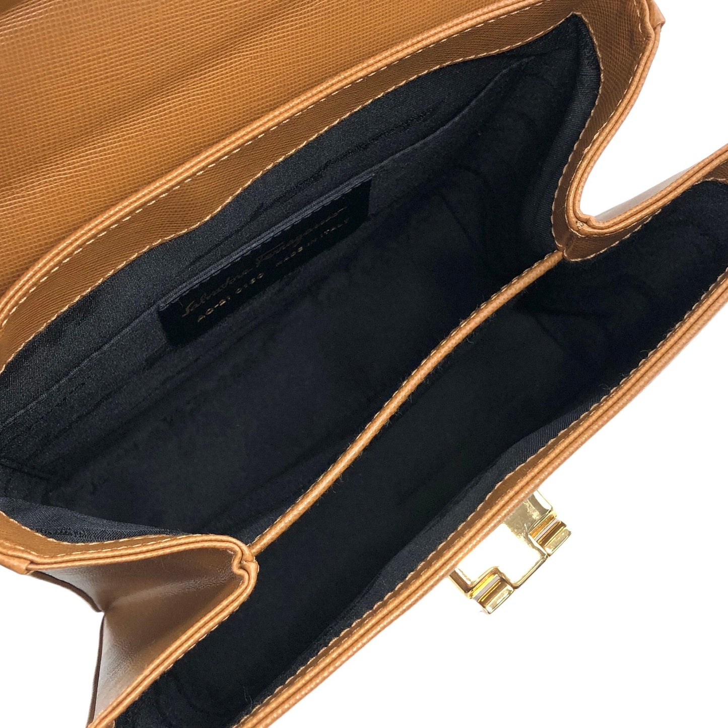 Salvatore Ferragamo Gancini  Leather Two-way Handbag Shoulder bag Light Brown Vintage 8u32cx