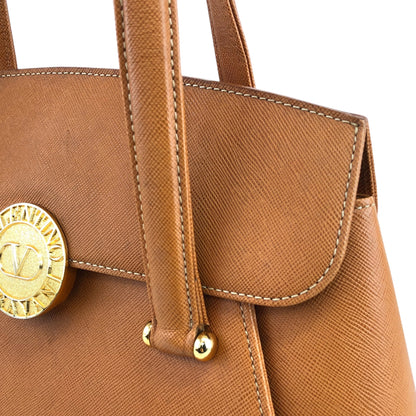 VALENTINO GARAVAN Medal Motif  Handbag Camel Vintage yg5ysc