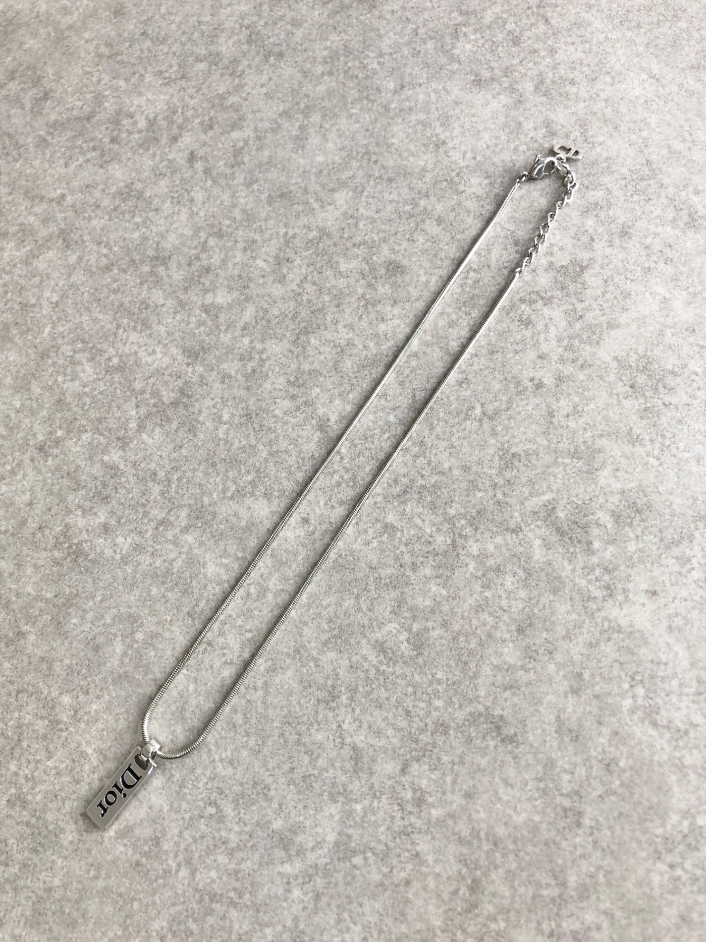 Christian Dior Logo Necklace Silver Vintage vanrpb