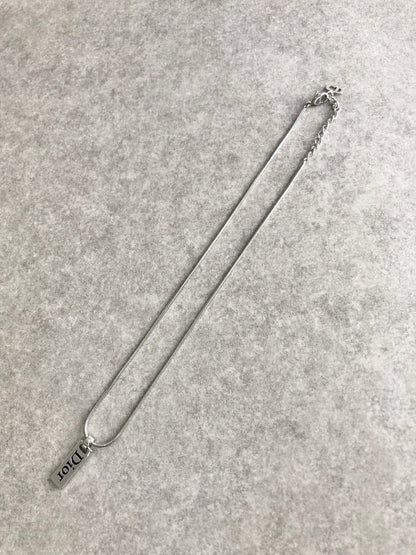Christian Dior Logo Necklace Silver Vintage vanrpb