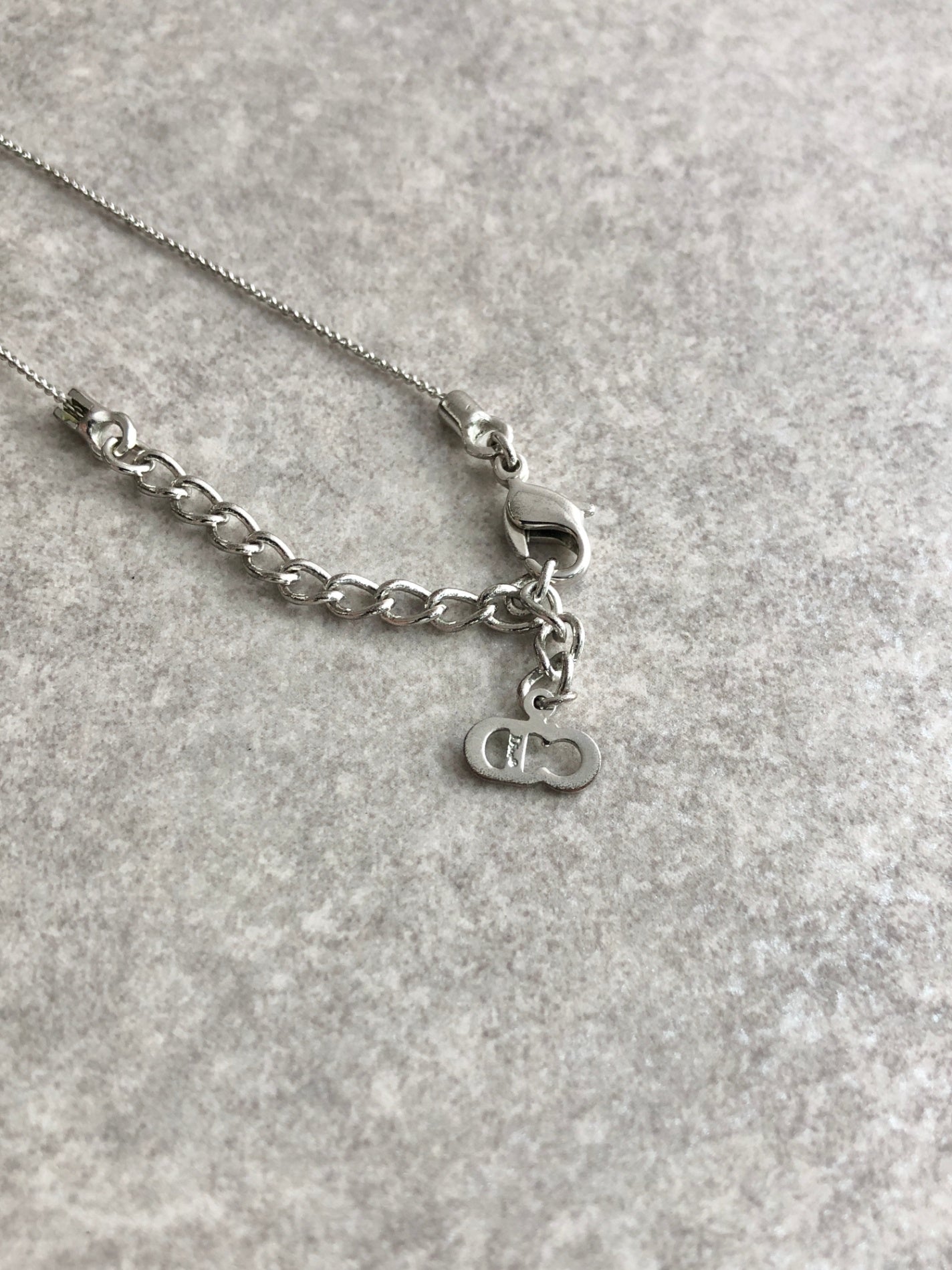 Christian Dior CD Logo Necklace Silver Vintage i6gu8f