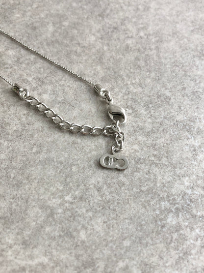 Christian Dior CD Logo Necklace Silver Vintage i6gu8f