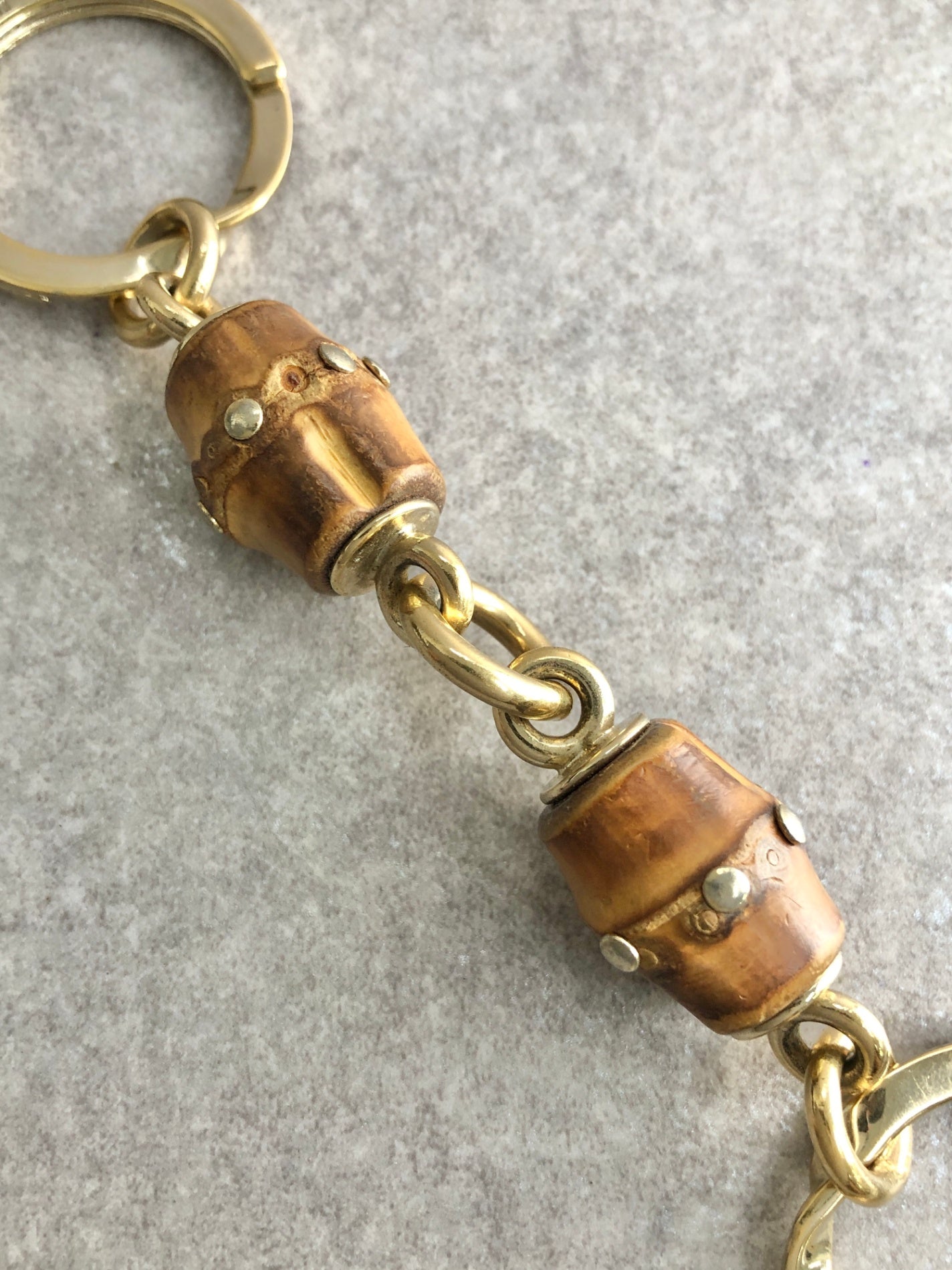 GUCCI Bamboo Key Ring Gold Vintage s6t348