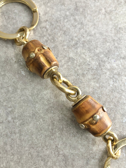 GUCCI Bamboo Key Ring Gold Vintage s6t348