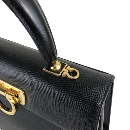 Salvatore Ferragamo Gancini Two-way Handbag Shoulder bag Black Vintage 67icsp