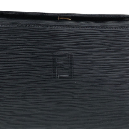 FENDI Logo Embossed Shoulder bag Black Vintage asc2di