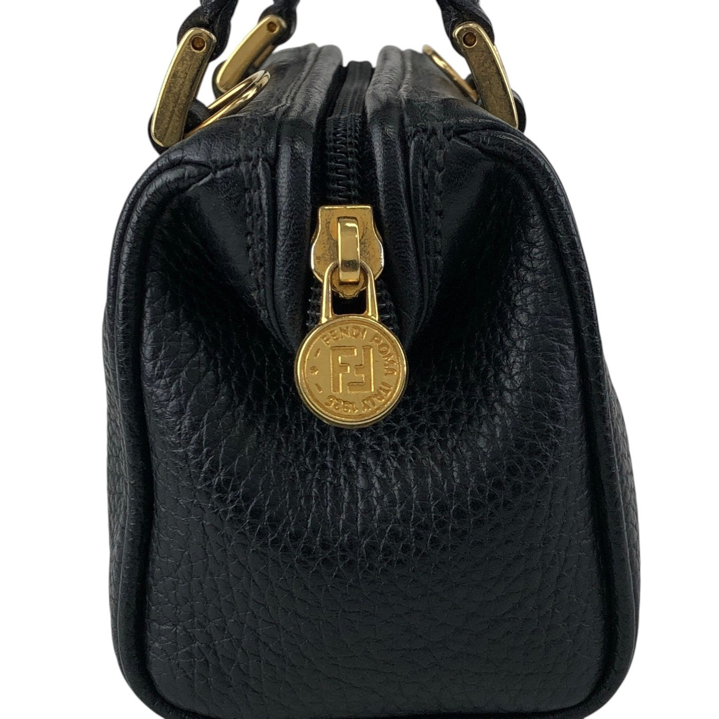 FENDI Logo Two-way Handbag Shoulder bag Black Vintage h8ka2h