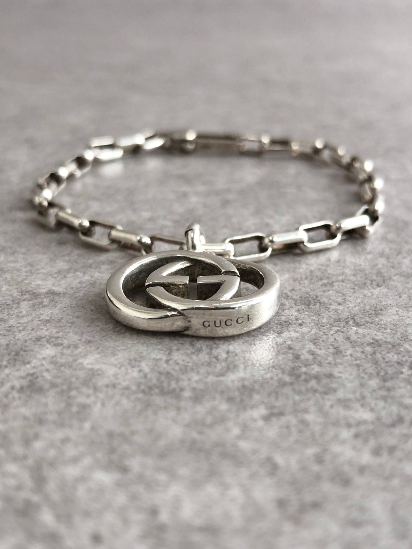GUCCI Interlocking Bracelet Silver SILVER925 Vintage mviic5