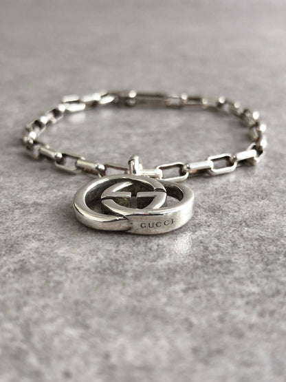 GUCCI Interlocking Bracelet Silver SILVER925 Vintage mviic5