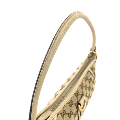 GUCCI GG Canvas Abbey Canvas Leather Handbag Hobobag Beige Vintage 4sabsd