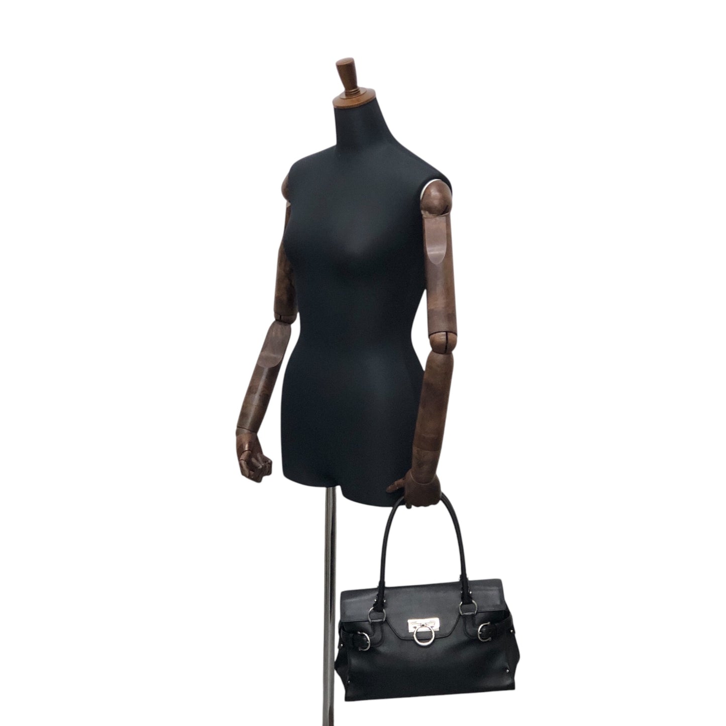 Salvatore Ferragamo Gancini Handbag Black Vintage b236p8