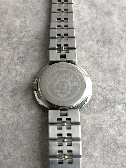 HERMES Logo Quartz Watch Silver×Gold Vintage ud4ac3