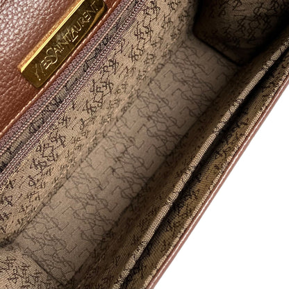 Yves Saint Laurent YSL Logo Leather Two-way Handbag Shoulder bag Brown Vintage 4de6fu