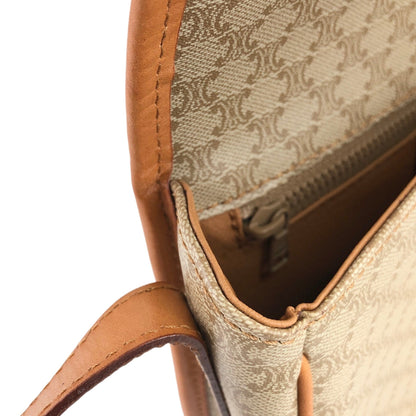 CELINE Macadam Front Buckle Shoulder bag Beige Vintage dw7z6k