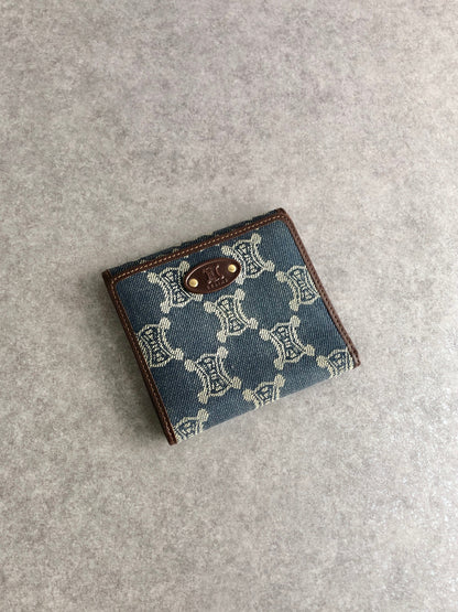 CELINE Paris Macadam Folded Wallet Indigo Vintage y56tva