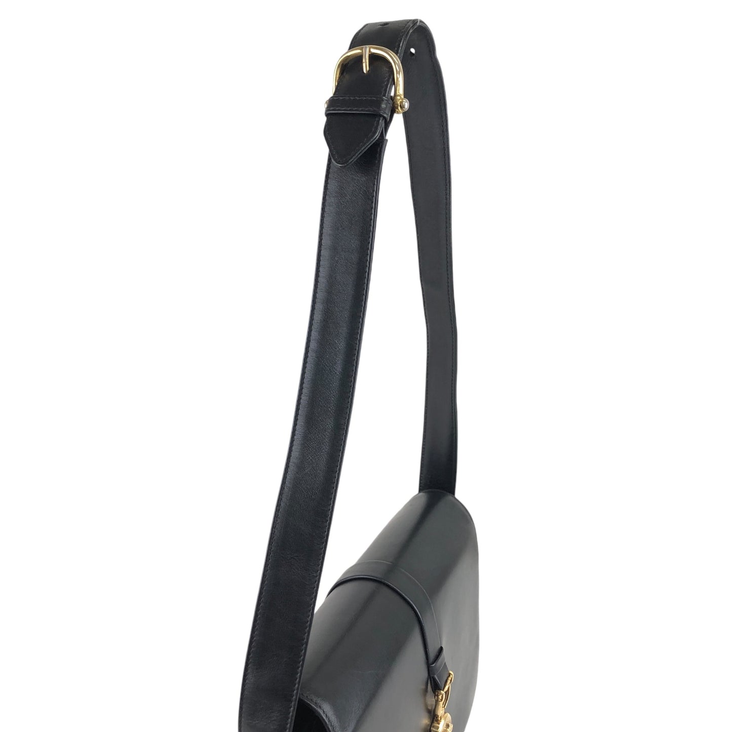CELINE Horse Carriage Shoulder bag Black Vintage tinnie