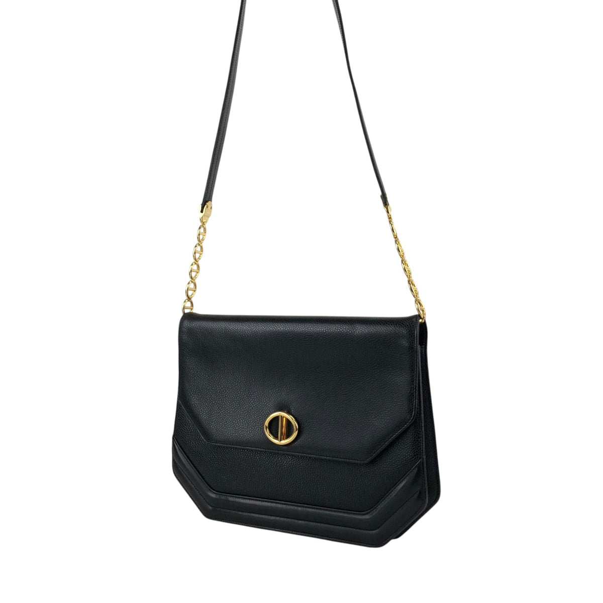 Christian Dior CD Logo Chain Shoulder bag Black Vintage n5ndi6