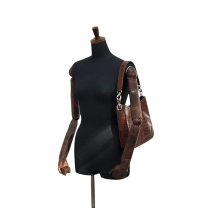 CELINE Gancini Shoulder bag Brown Vintage uh6ta4