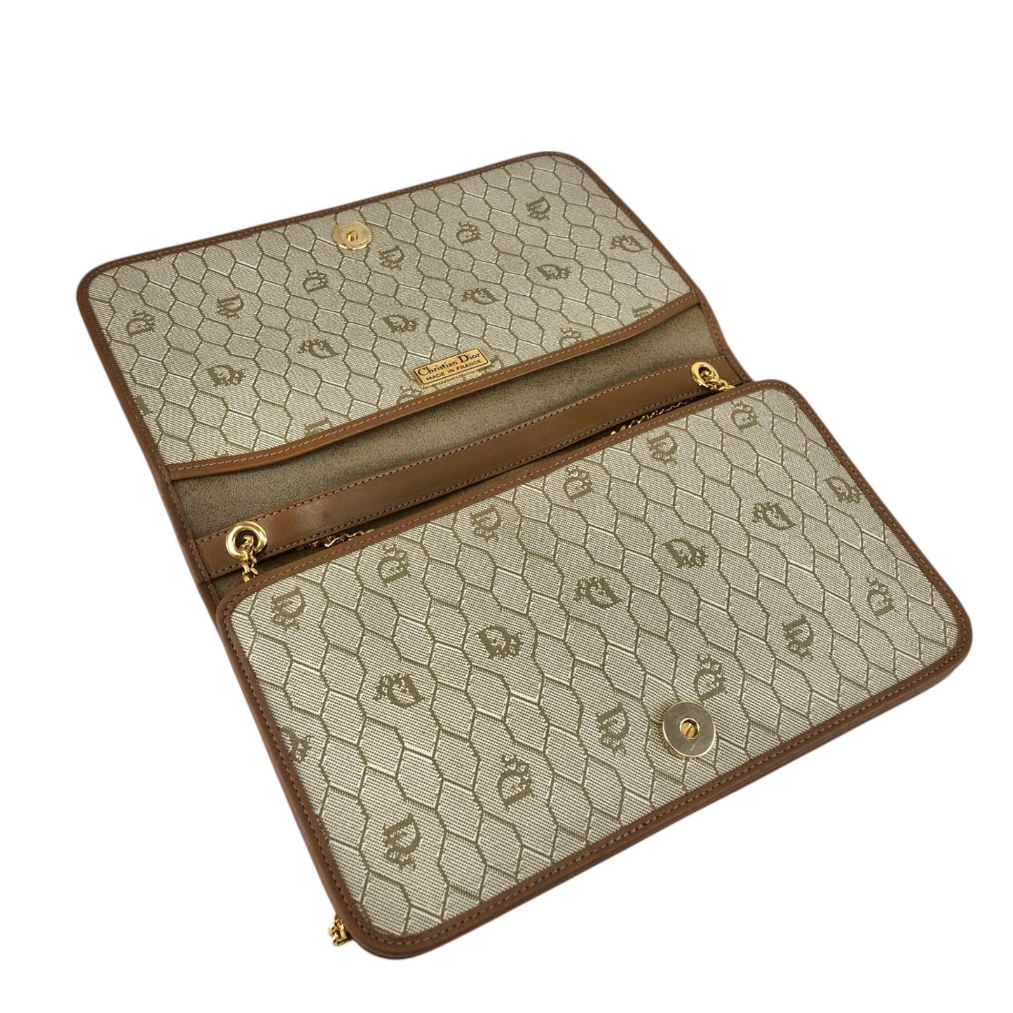 Christian Dior Honeycomb Pattern Chain Shoulder bag Beige Vintage gfhe2x