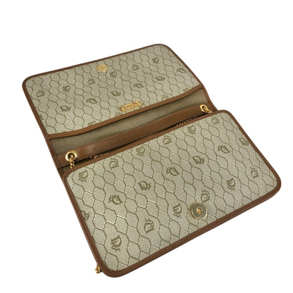 Christian Dior Honeycomb Pattern Chain Shoulder bag Beige Vintage gfhe2x