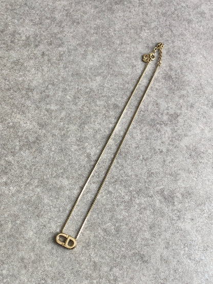 Christian Dior CD Logo Necklace Gold Vintage 2dmcuz