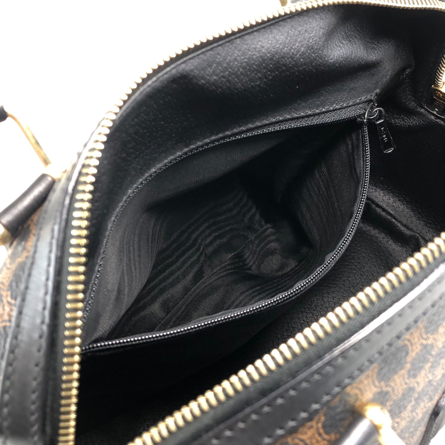 CELINE Macadam Blason Two-way Small Boston bag Shoulder bag Black Vintage 2urwut
