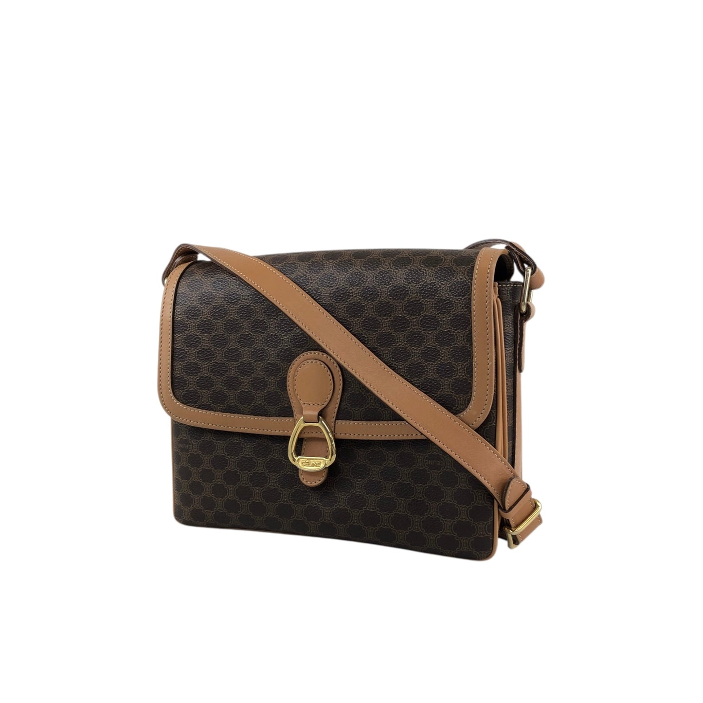 CELINE Macadam Horse Bit Shoulder bag Brown Vintage gmn7vj